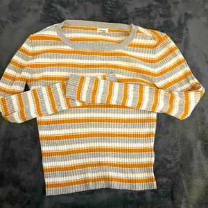 Orange/Grey/White stripped ribbed, long sleeve tshirt